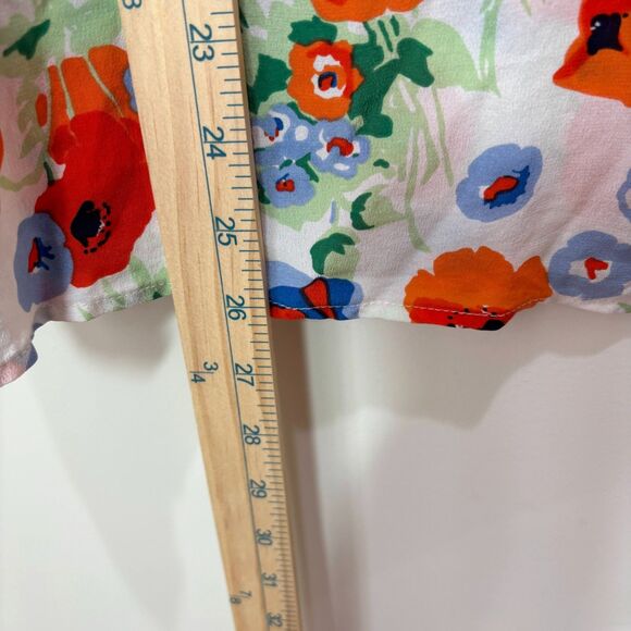 Joie 100% Silk Multi Floral Blouse Women M Poppies Bloom Artsy Airy Cottagecore - Picture 5 of 8